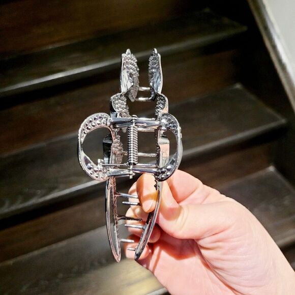 Brand New Dark Grey Rhinestone Top Fashion Hair Clip - Picture 6 of 9